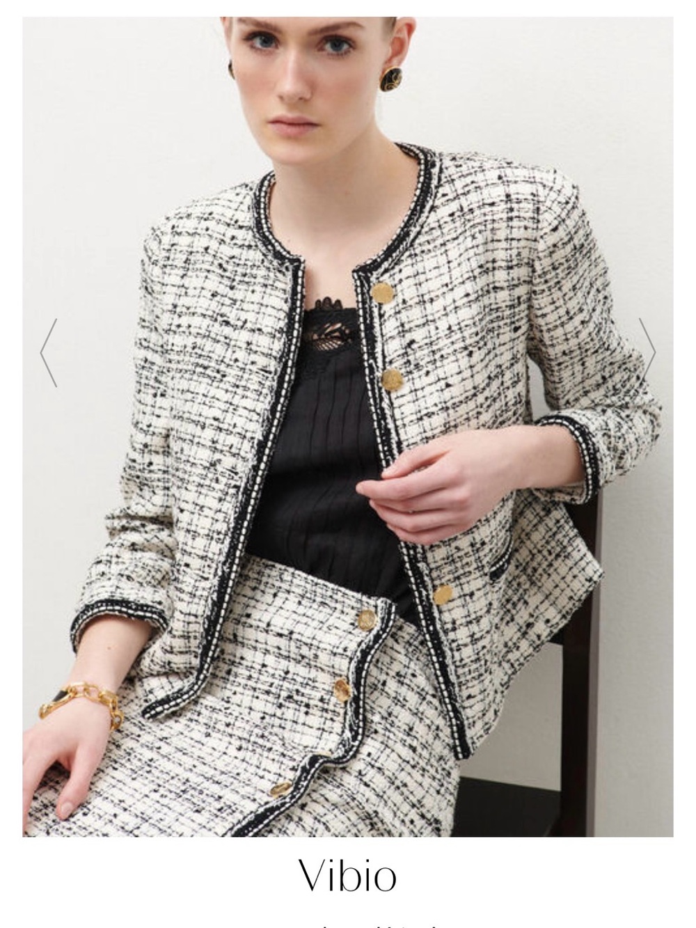 Unworn Luisa Spagnoli Black and White Tweed Jacket and Skirt